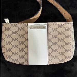 Michael Kors Monogram Tan and White Clutch